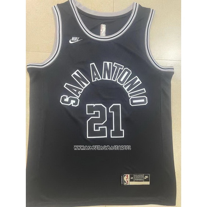 Tim Duncan NO 21 Camiseta San Antonio Spurs Statement 2022-23 Negro